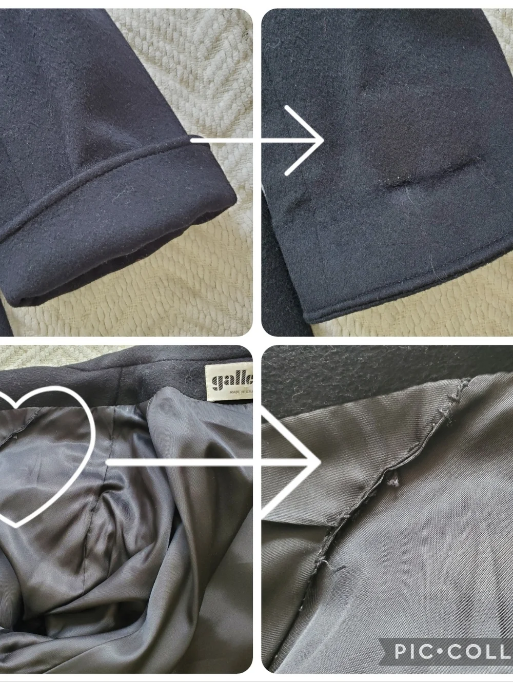 Classic Vintage Black Wool Trenchcoat - Picture 13 of 14